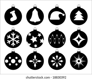 12 christmas ball silhouette