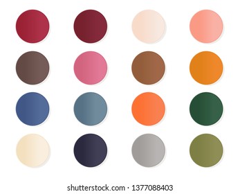 12 color palette Circle Button Drop Shadow on White Background