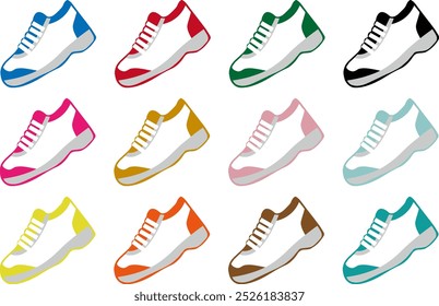 12 Farben Sneaker Icon Set