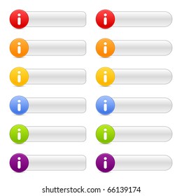 12 colored button information sign web 2.0 navigation panels with shadow on white