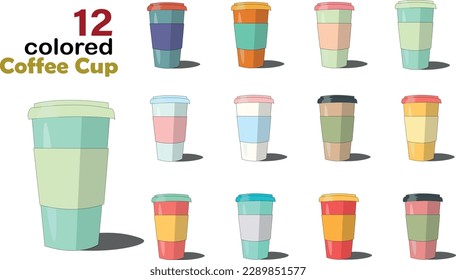 12 farbige Coffecup, Vektorgrafik