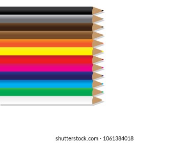 12 colored pencils, cartoon vector