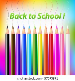 12 Colored Pencils On Bright Background With Text
