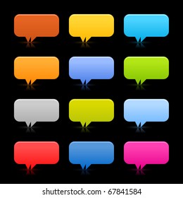 12 colored speech bubble web 2.0 buttons with reflection on black background