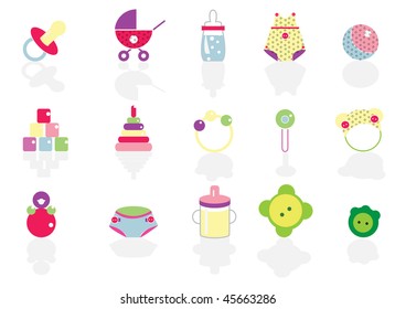 12 colorful different baby icons