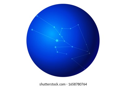 12 constellation blue 3d icons: vector illustration: Taurus