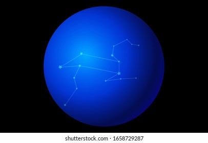 12 konstellationsblaue Symbole: Vektorillustration: Leo