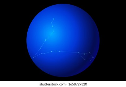 12 constellation blue icons: vector illustration: Pisces