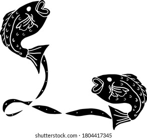 12 constellation Pisces silhouette illustration