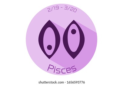 12 constellation purple icons: vector illustration: Pisces