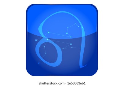 12 constellations blue button icon with star shape added: Leo