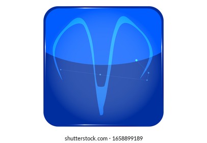 12 constellations blue button icon added star shape: Aries