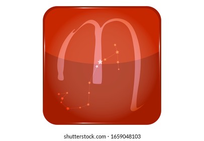 12 constellations red button icon with star shape: Scorpio