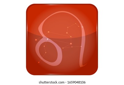 12 constellations red button icon with star shape added: Leo