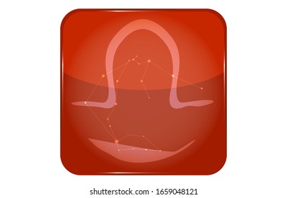 12 constellations red button icon with star shape: Libra