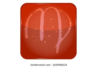 12 constellations red button icon with star shape: Virgo