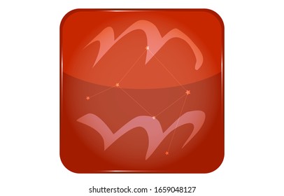 12 constellations red button icon with star shape: Aquarius