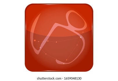 12 constellations red button icon with star shape added: Capricorn