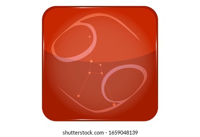 12 constellations red button icon with star shape added: Cancer