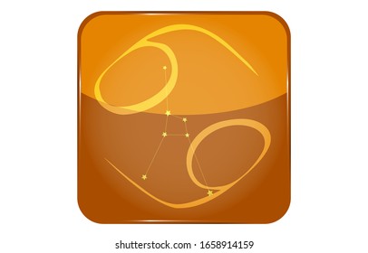 12 constellations yellow button icon with star shape added: Cancer