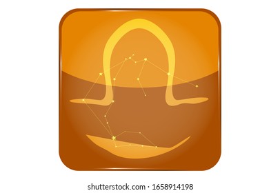 12 constellations yellow button icon with star shape: Libra