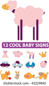 12 cool baby signs. vector