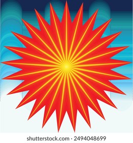 12 esquinas estrella de sol roja con fondo azul