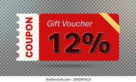 12% coupon promotion sale for website, internet ads, social media. Big sale and super sale coupon code 12 percent discount gift voucher coupon vector illustration summer offer ends weekend holiday