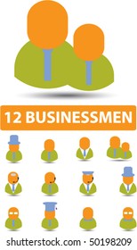 12 cute businessmen signs. vector