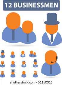 12 cute businessmen signs. vector