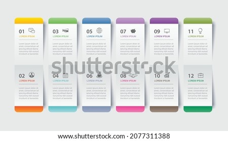 12 data infographics tab paper index template. Vector illustration abstract background. ストックフォト © 