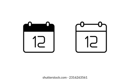 12 Date icon design with white background stock illustration