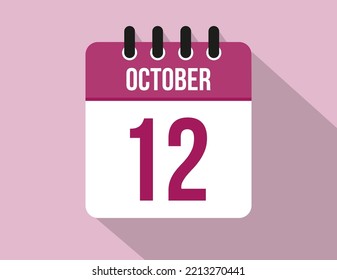 12 Tage Oktober Kalender. Kalendervektor für Oktober in rosafarbener Farbe auf hellem Hintergrund