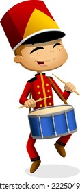The 12 Days Of Christmas - 12Th Day - Twelve Drummers Drumming. Vector Flat Design Illustration Isolated On Transparent Background
