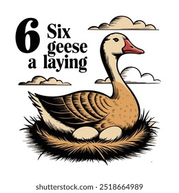 The 12 Days of Christmas - 6th Day - Six Geese A Laying Additional forma, EPS AI 8 is now pending Dreamstime inspection