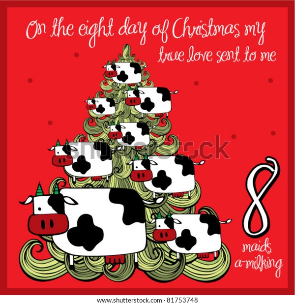 12 Days Christmas Eight Day Eight Stock Vector (Royalty Free) 81753748 | Shutterstock