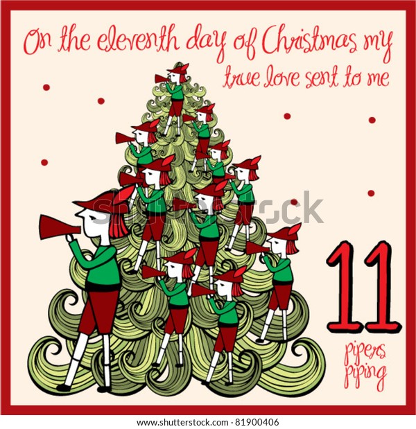 12 Days Christmas Eleventh Day Eleven Stock Vector (Royalty Free) 81900406