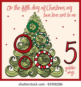 the 12 days of christmas - fifth day - five golden rings