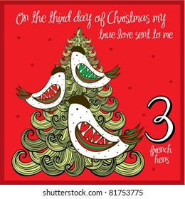 the 12 days of christmas - third day - three french hens