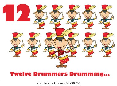 12 Days Of Christmas. The Twelve Day Of Christmas Twelve Drummers Drumming