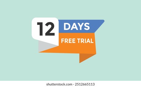 12 days free trial Countdown number banner templates. time icon. Vector Illustration 