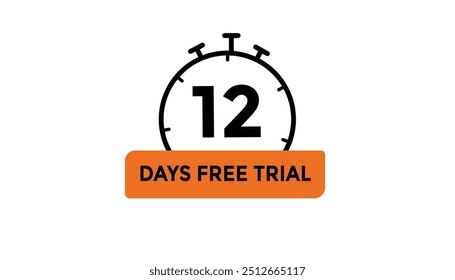 12 days free trial Countdown number banner templates. time icon. Vector Illustration 