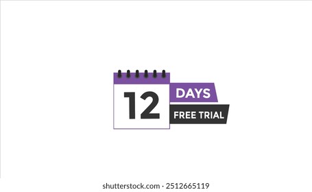 12 días gratis Prueba Cuenta regresiva número Anuncio Plantillas. Ilustración vectorial 