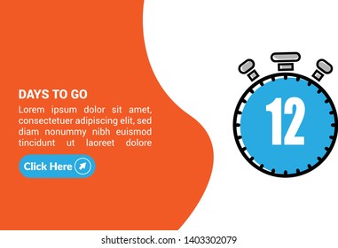 12 days to go banner. flat style. days to go concept 