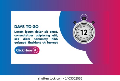 12 days to go banner. flat style. days to go concept 