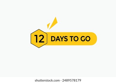 12 días para ir, icono, estilo, temporizador, cuenta atrás, reloj, ir a, tiempo, fondo, Plantilla, 12 días para ir, cuenta atrás, etiqueta, Anuncio izquierdo, negocio, venta, Botón de etiqueta
