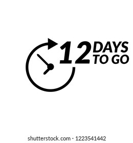 12 days to go label,sign,button. Vector stock illustration.