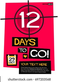 12 Days To Go Retro Poster With Text Box Template