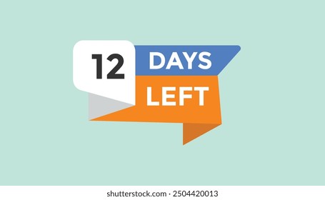 12 days left Countdown number banner templates. time icon. Vector Illustration 
