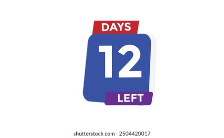 Quedan 12 días Número de cuenta regresiva Anuncio Plantillas. Ilustración vectorial 
